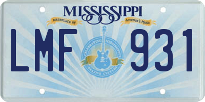 MS license plate LMF931