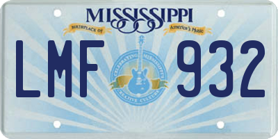 MS license plate LMF932