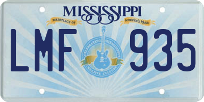 MS license plate LMF935