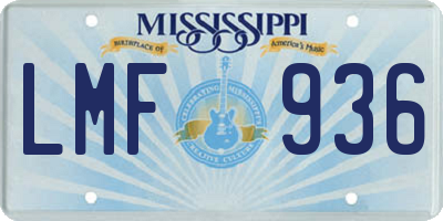 MS license plate LMF936