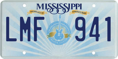 MS license plate LMF941