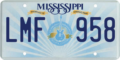 MS license plate LMF958