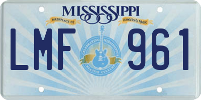 MS license plate LMF961
