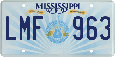MS license plate LMF963
