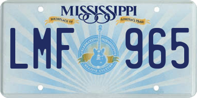MS license plate LMF965