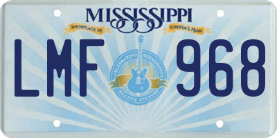 MS license plate LMF968