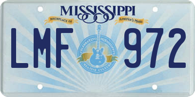 MS license plate LMF972