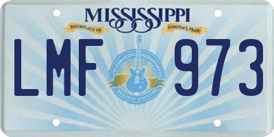 MS license plate LMF973