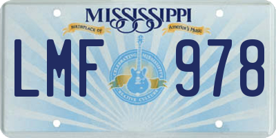 MS license plate LMF978