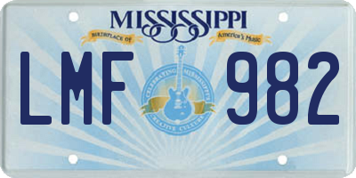 MS license plate LMF982