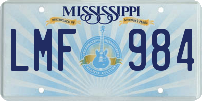 MS license plate LMF984