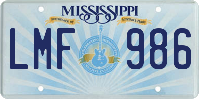 MS license plate LMF986