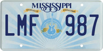 MS license plate LMF987