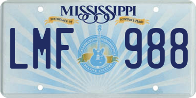 MS license plate LMF988