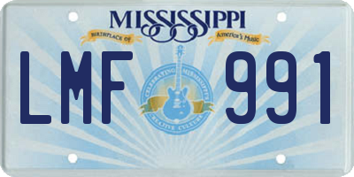 MS license plate LMF991
