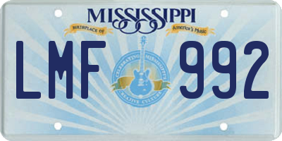MS license plate LMF992