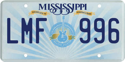 MS license plate LMF996