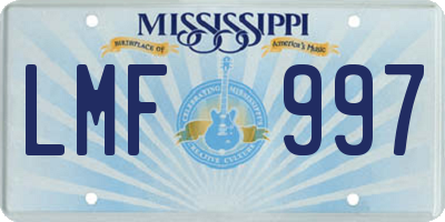 MS license plate LMF997