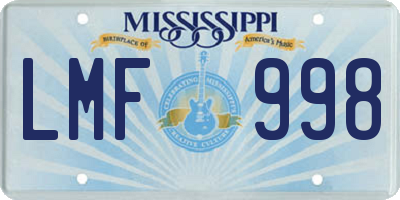 MS license plate LMF998