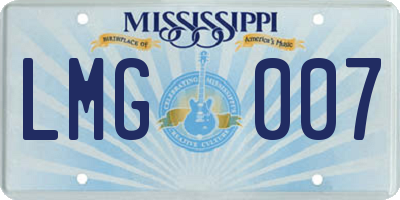 MS license plate LMG007