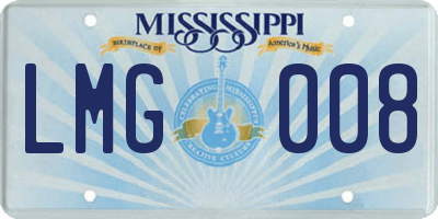 MS license plate LMG008