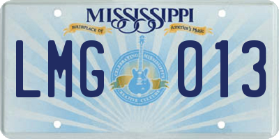 MS license plate LMG013