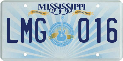 MS license plate LMG016