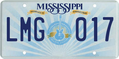 MS license plate LMG017
