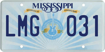 MS license plate LMG031