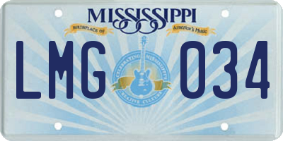 MS license plate LMG034