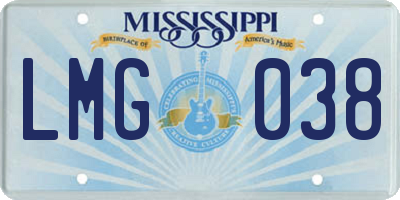 MS license plate LMG038