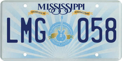 MS license plate LMG058