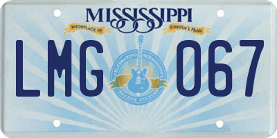 MS license plate LMG067