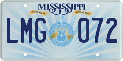 MS license plate LMG072