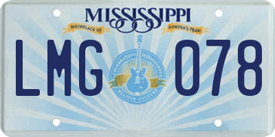MS license plate LMG078