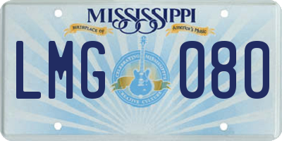 MS license plate LMG080