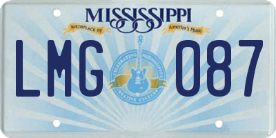 MS license plate LMG087