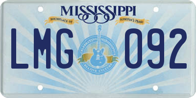 MS license plate LMG092