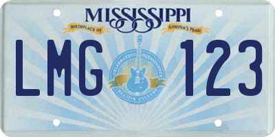 MS license plate LMG123