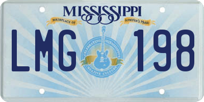 MS license plate LMG198