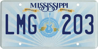 MS license plate LMG203