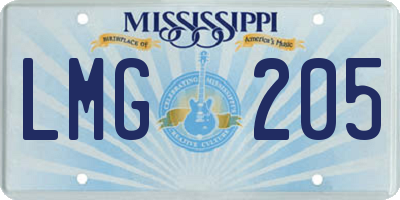 MS license plate LMG205
