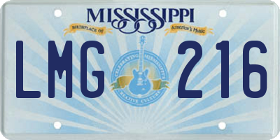 MS license plate LMG216