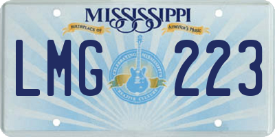 MS license plate LMG223