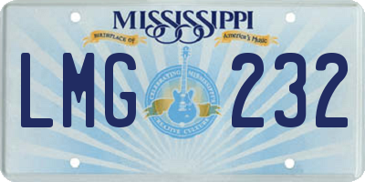 MS license plate LMG232