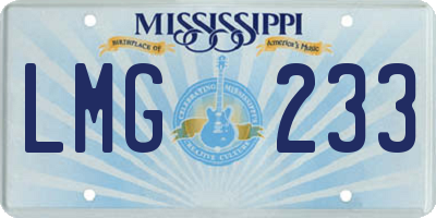 MS license plate LMG233