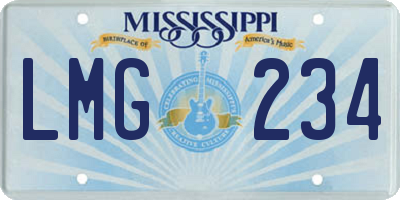 MS license plate LMG234