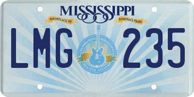 MS license plate LMG235