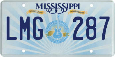 MS license plate LMG287