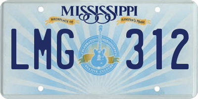 MS license plate LMG312